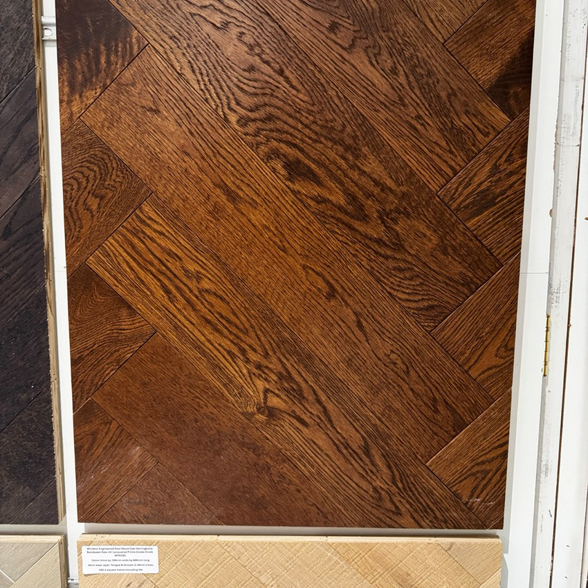 Windsor Engineered Real Wood Oak Herringbone Brushed Caramel UV Lacquered